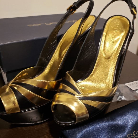 Sergio Rossi Bicolor Leather Slingback Platform - Picture 2 of 12